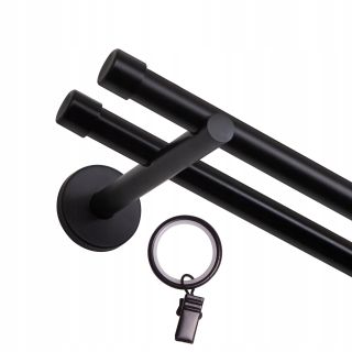 TYČ NA DVOJ ZÁCLONOV 160cm, 19mm+19mm ČIERNO BIELE STRIEBORNÉ MODERNÉ SMART
